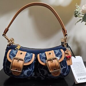Coach Ashton Shoulder/X body Bag in Signature Denim Style CY700 Retail $398